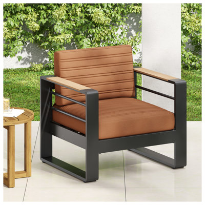 Fauteuil club d'extérieur en aluminium avec coussins résistants à l'eau Giovanna, orange