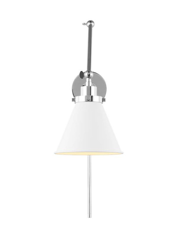 Swing Arm Sconce, Silver, White