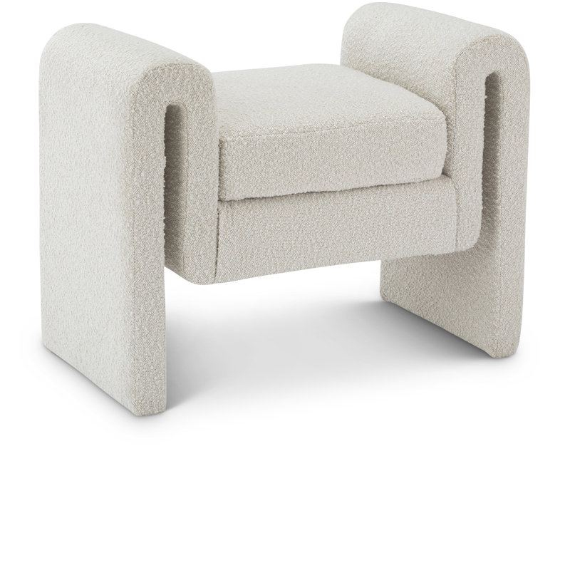Banc rembourré Hobel, Tissu crème bouclé