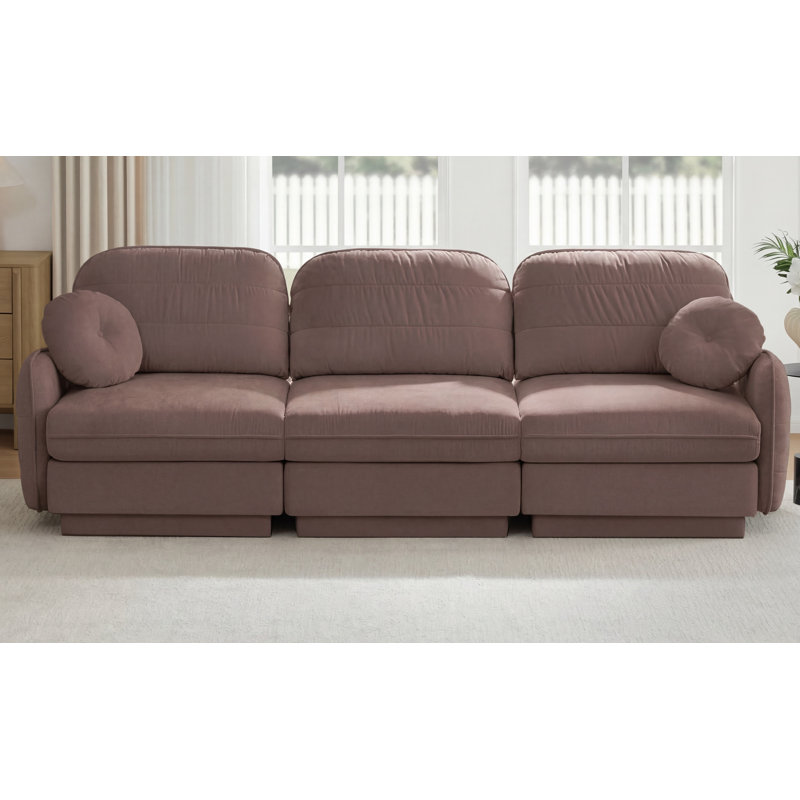 Canapé 105 po en chenille de 105 po Cloud, coussins ronds et coussins de dossier matelassés exquis, pieds de cadre de base encastrés, assise de conception ergonomique, assemblage facile, canapé de siège profond pour le salon