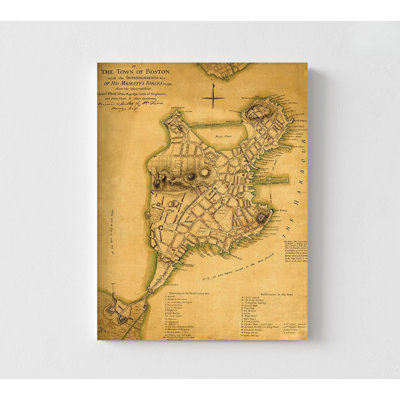 Plan de la ville de Boston avec retranchements anglais 1775, impression de carte de la ville de Boston, Massachusetts antique, affiche, art mural de salon