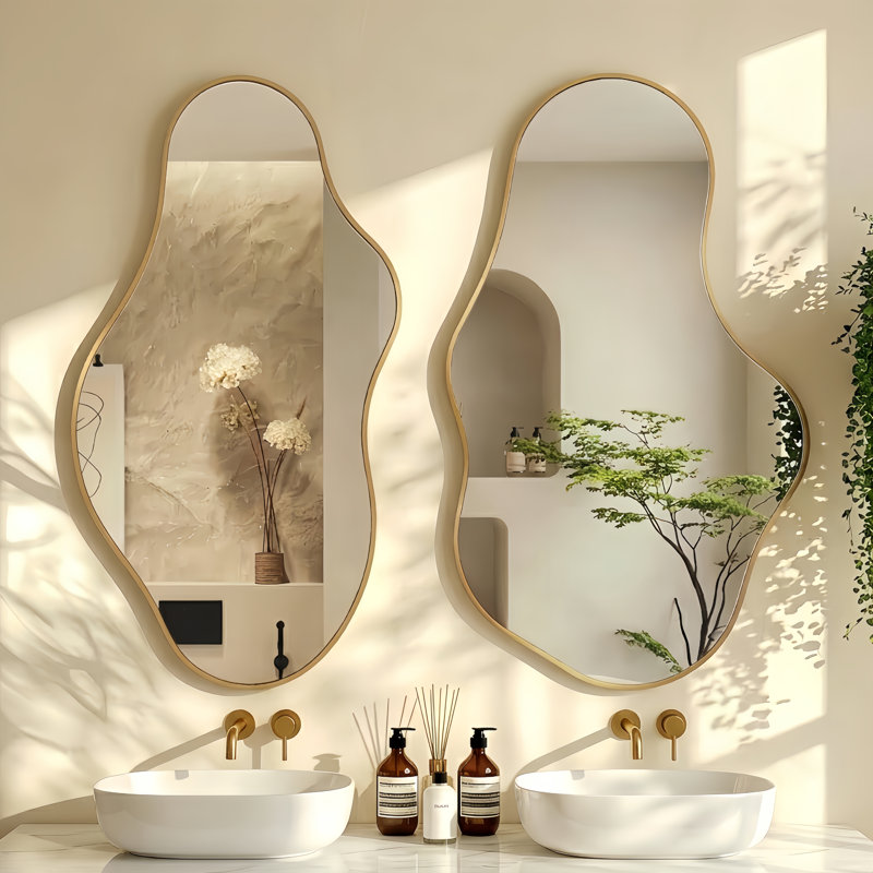 Ensemble de miroirs muraux asymétriques irréguliers, Doré, 43 po x 26 po