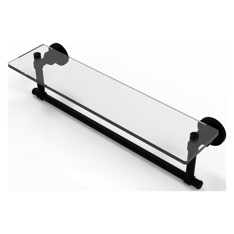 Arviso Bracket Shelf with Towel Bar, Matte Black, 22" W x 8" H