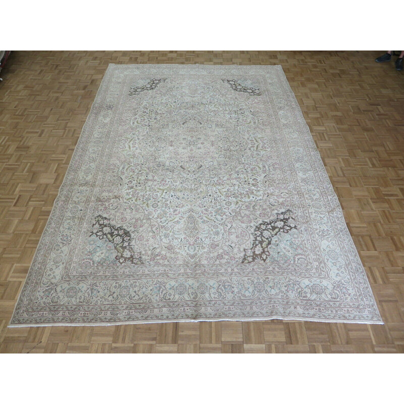 Tapis décoratif en laine de conception unique noué à la main gris en laine 9 pi x 13 pi EZZ