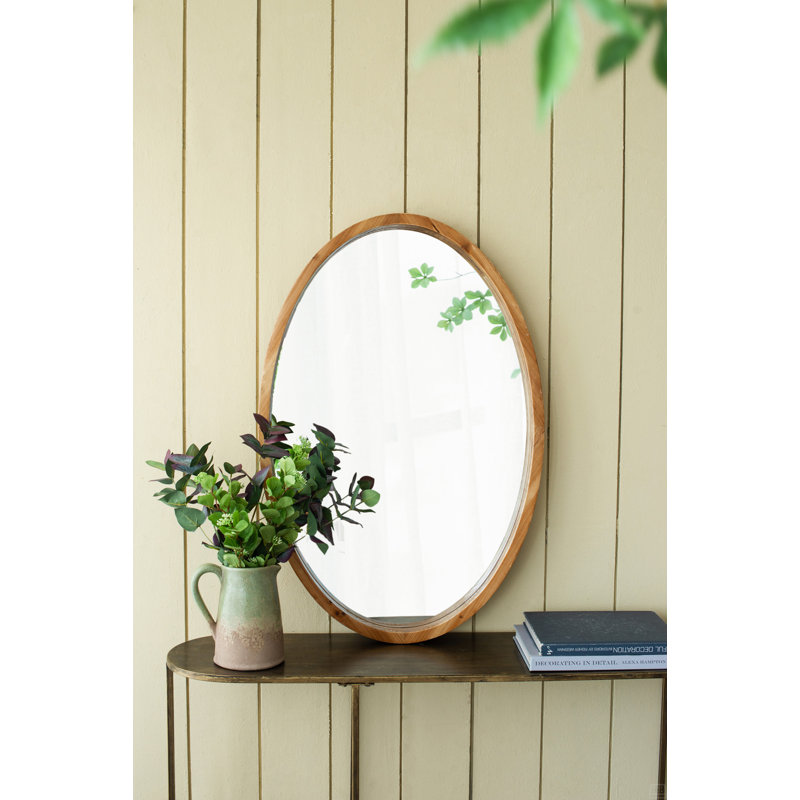 Miroir mural ovale avec cadre en bois, miroir en bois de ferme