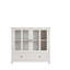 Modern Wooden Accent Cabinet, Storage Cabinet with Double Glass Doors and Unique Bell Handle