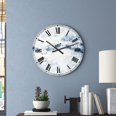 Horloge ronde bleue en métal