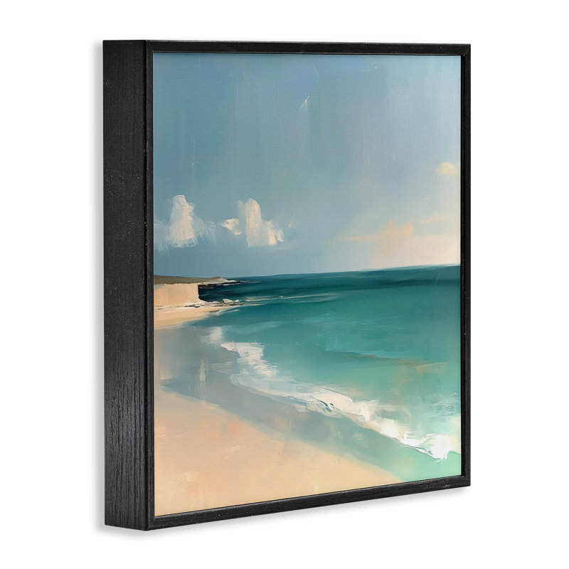 Giclée encadrée «Abstraction Turquoise Horizons», conception par Annabelle Hall, H 17 po x l 17 po