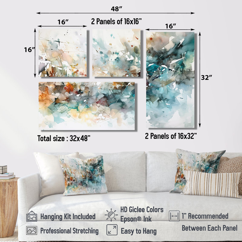 «Vibrant Paint Eruption V», art mural moderne sur toile 4 pièces, Toile tendue, Ne s’applique pas