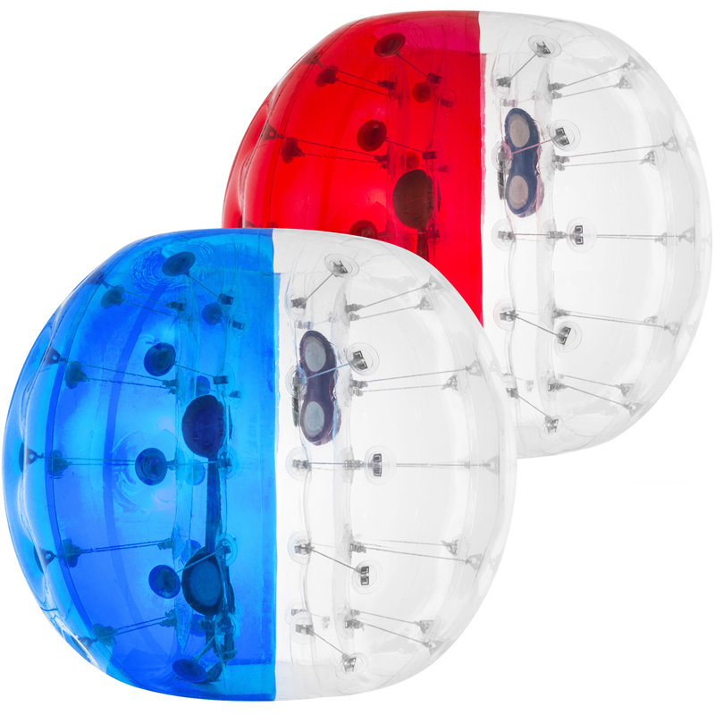 2Pcs 1,5M boule de butoir gonflable Bubble Zorb Ball, Transparent / rouge / bleu, H 59 po x l 59 po x P 59 po