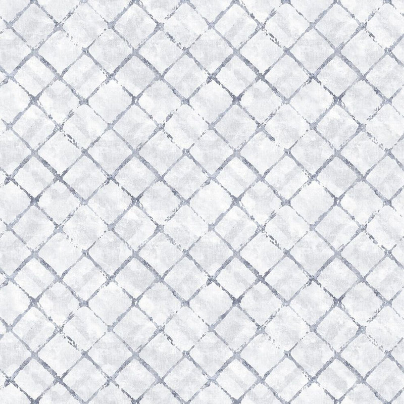 Rouleau de papier peint géométrique L 33 pi x l 21 po, Bleu/Gris
