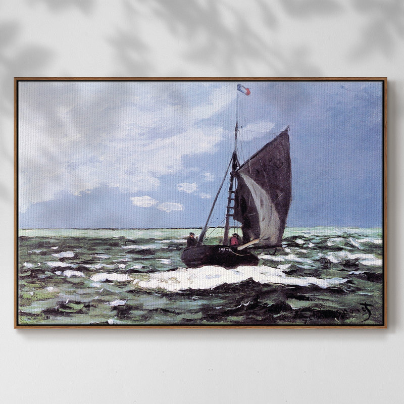 Monet, reproduction d'art encadrée sur toile par Claude Monet, H 17 po x l 25 po x P 2 po, Noyer