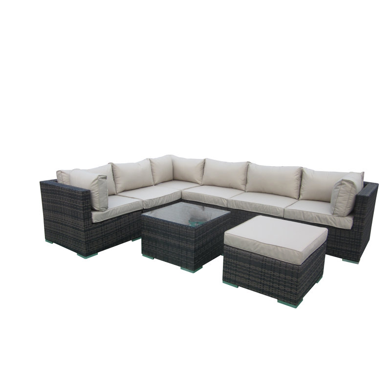 Askim 7 Seater Rattan Sofa Set, Mix Brown