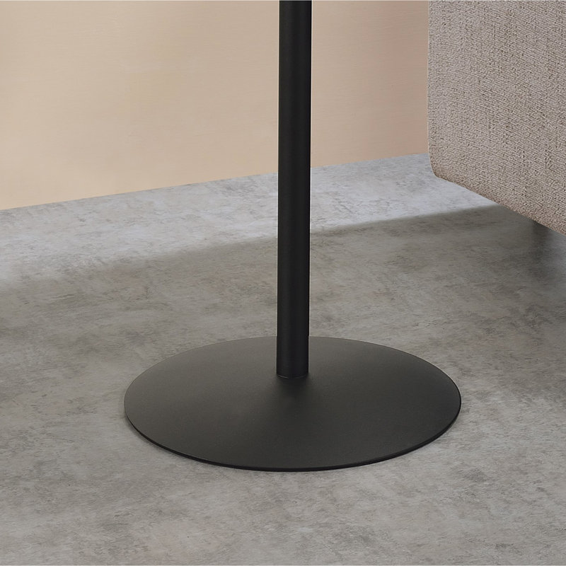 Table de bout 17,5 po avec aspect texturé marbre gris, imprimé 3D, base en acier, table stable, façade, structure, solide
