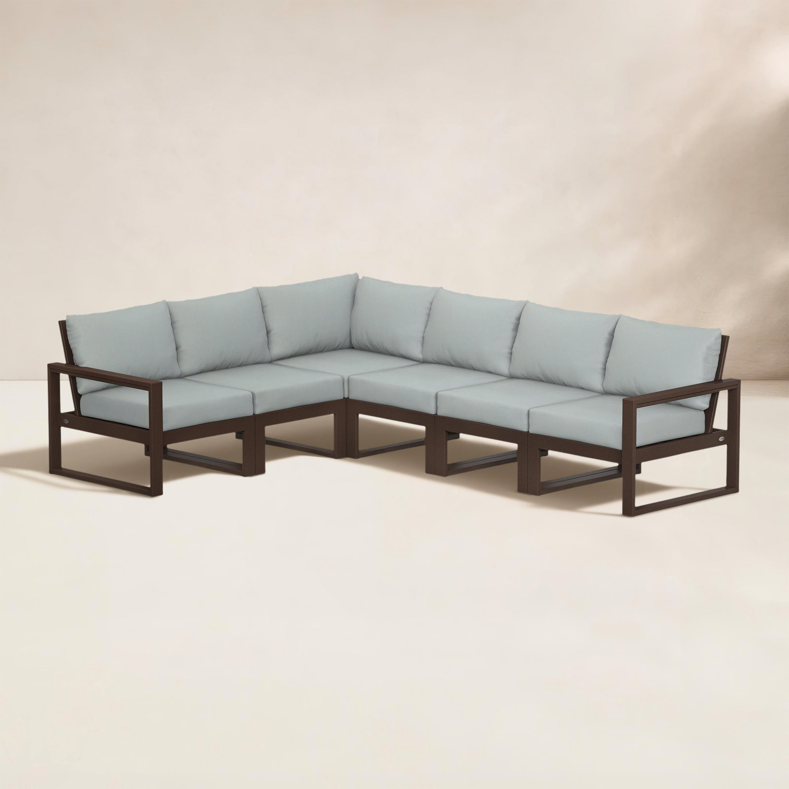 POLYWOOD® Edge 111" Patio Sectional, Spa, Mahogany