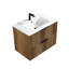 Meuble-lavabo mural 30/36 po avec lavabo en céramique, armoire à panneau de grain de bois cannelée 3D moderne avec glissières à fermeture douce, chêne doré-355376342