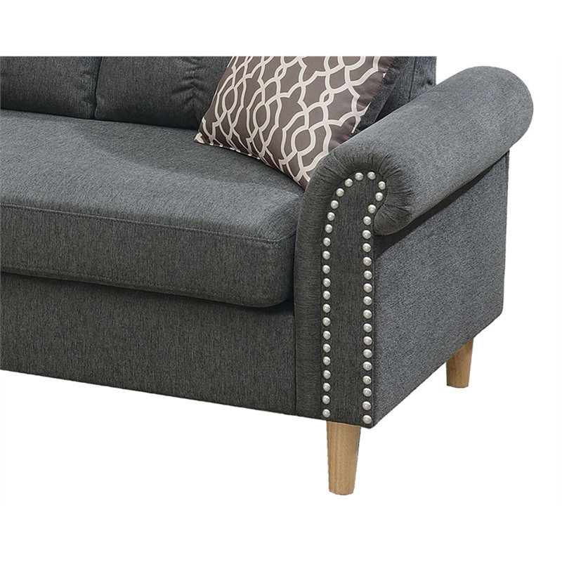 Ensemble de canapé modulaire réversible Polyfiber, Tissu mélange de gris