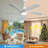 52 Inch Modern Ceiling Fan With Dimmable LED Light 5 Solid Wood Blades Smart Remote Control Reversible DC Motor