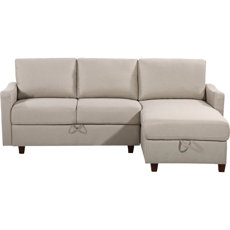 Breinigsville Upholstered L-Shaped Sectional Reversible, Beige/Tan Polyester Blend