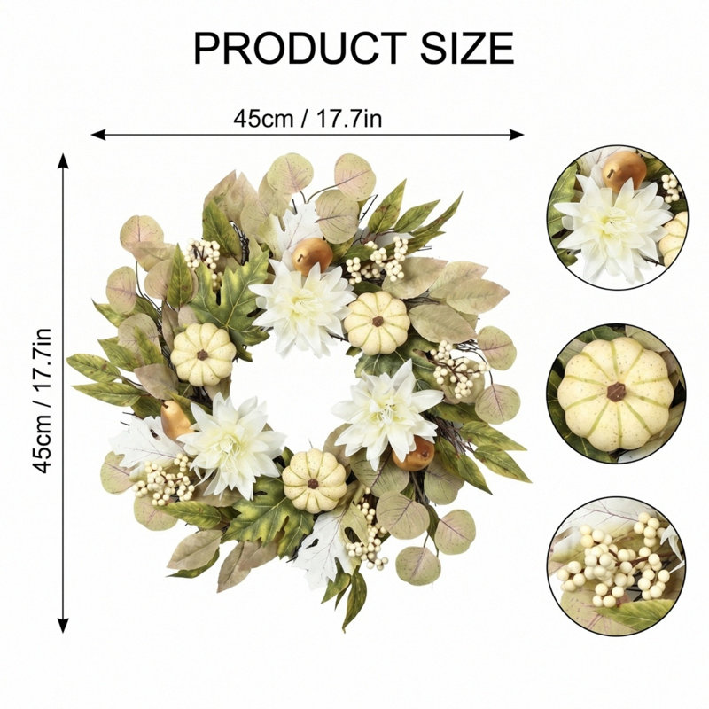 Couronne d'automne pour couronnes d'automne de 18 pouces pour porte d'entrée