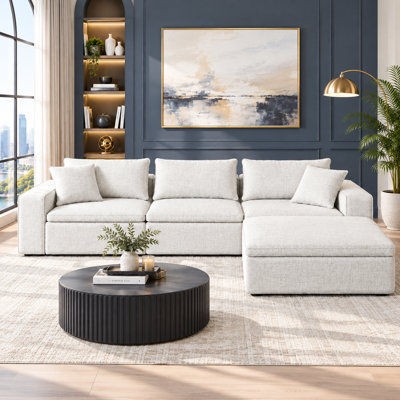  4 - Piece Upholstered Boneless Modular Sectional L Shape Sofa