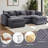 U-Shaped Modern 3-Seat Corduroy Cloud Sofa - Modular Sectional with Deep Seat, 2 Ottomans & 5 Pillows for Living Room, Bedroom, Apartment-730296815