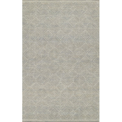 Babiarz Hand Hooked Wool Geometric Area Rug in Ivory/Gray
