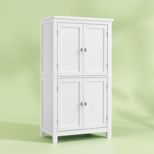 Armoire de rangement au sol H 42,1 "Arhavi, unité de rangement, armoire autoportante avec 4 portes