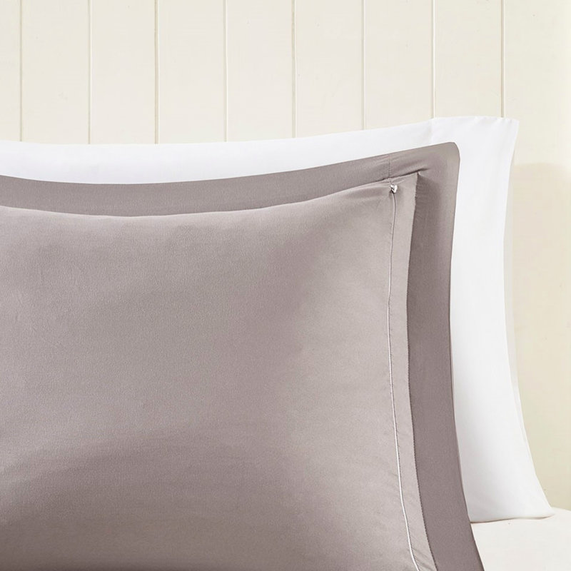 Édredon gris réversible 3 m, 2 taies décoratives, chaleur pour oreiller, Édredon simple/simple TG + 1 Taie décorative