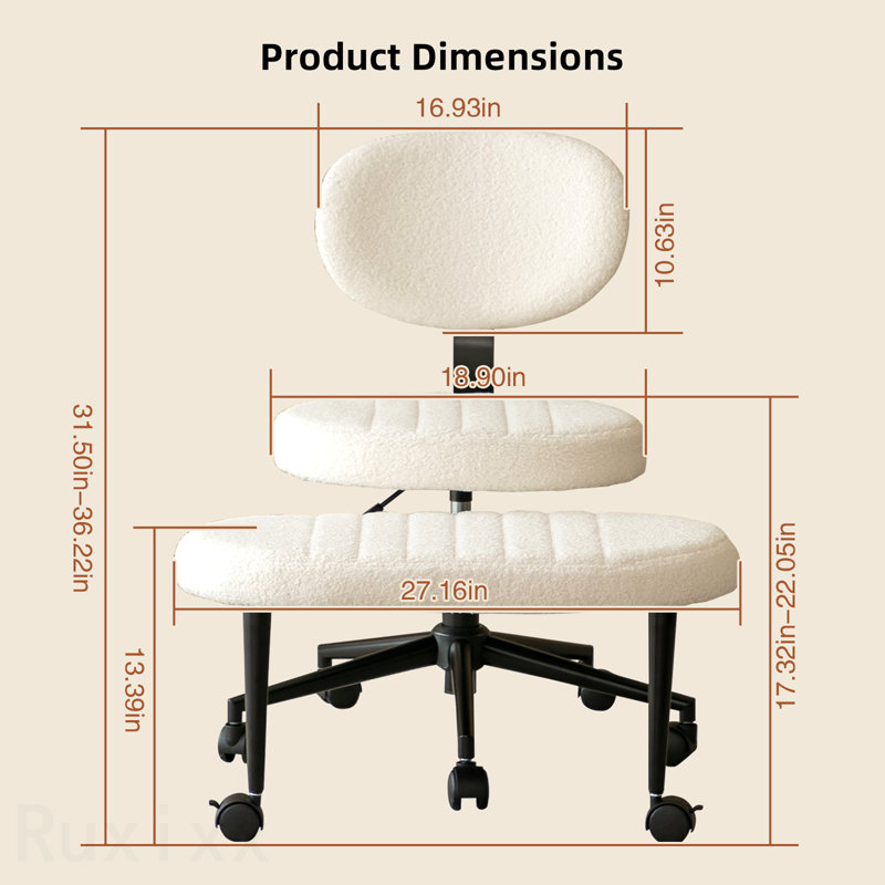 Ergonomic Office Chair – Multi-Position Cross Legged Design For Adults, Swivel Meditation & Adhd Fidget Desk Chair, With Back Support & Rolling Base