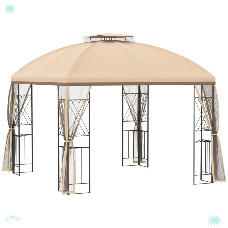 Abri de jardin pour patio avec tablettes d'angle, abri de jardin à double toit