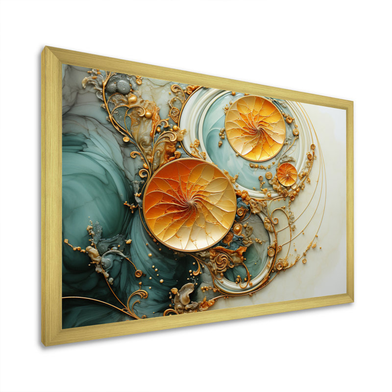 Organic Spiral - Abstract Spirals, impression d'art mural, H 30 po x l 40 po x P 1,5 po, Encadrement doré