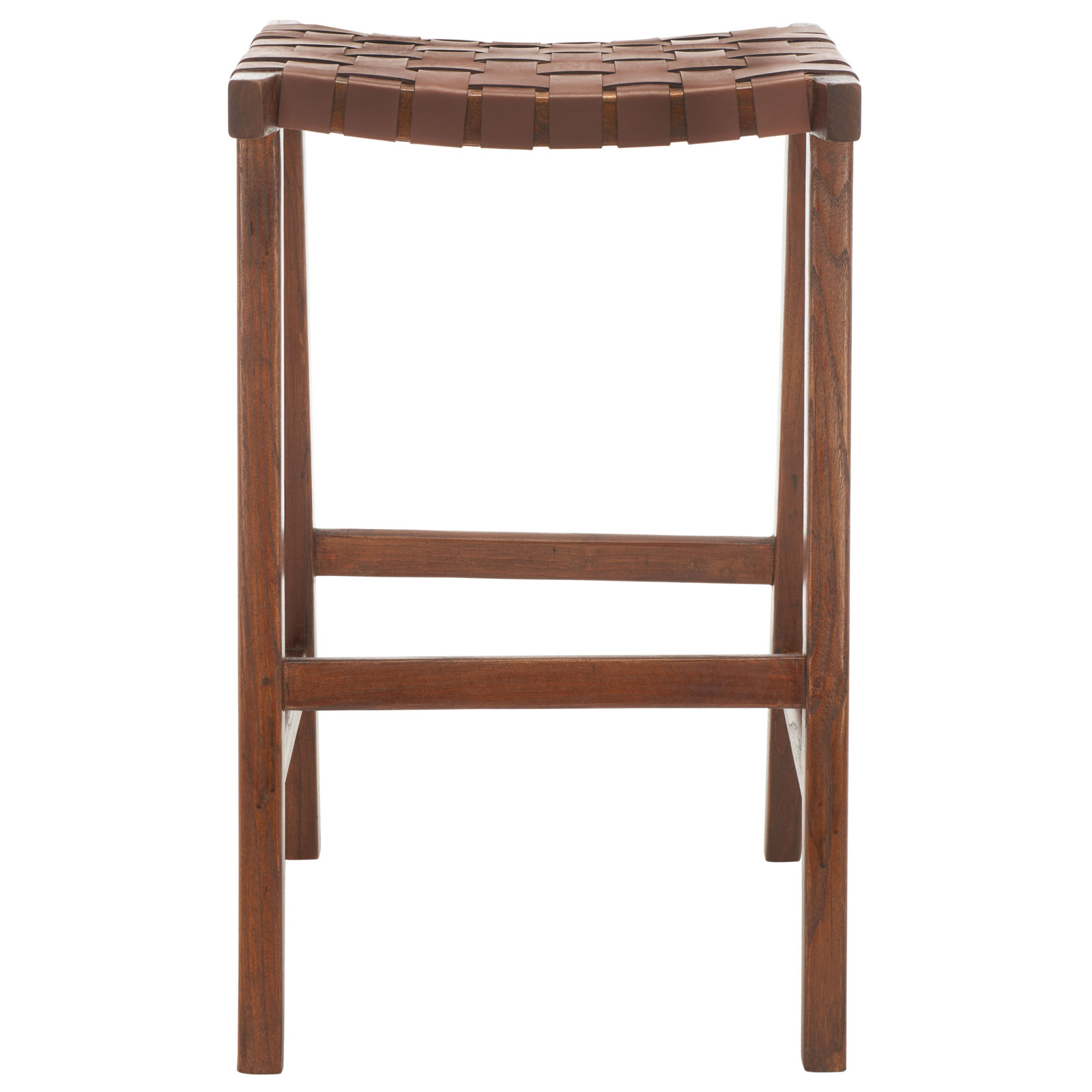 Alston Backless Leather Bar & Counter Stool, Bar Stool (30” Seat Height), Walnut, Cognac