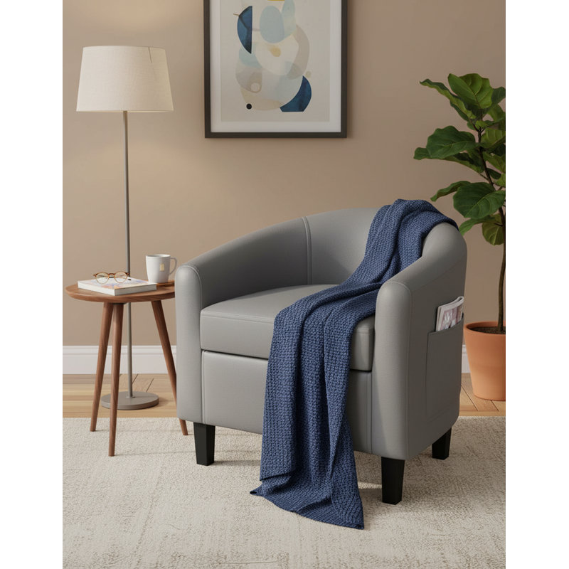 Fauteuil d'appoint en polyuréthane avec coussin souple, Gris