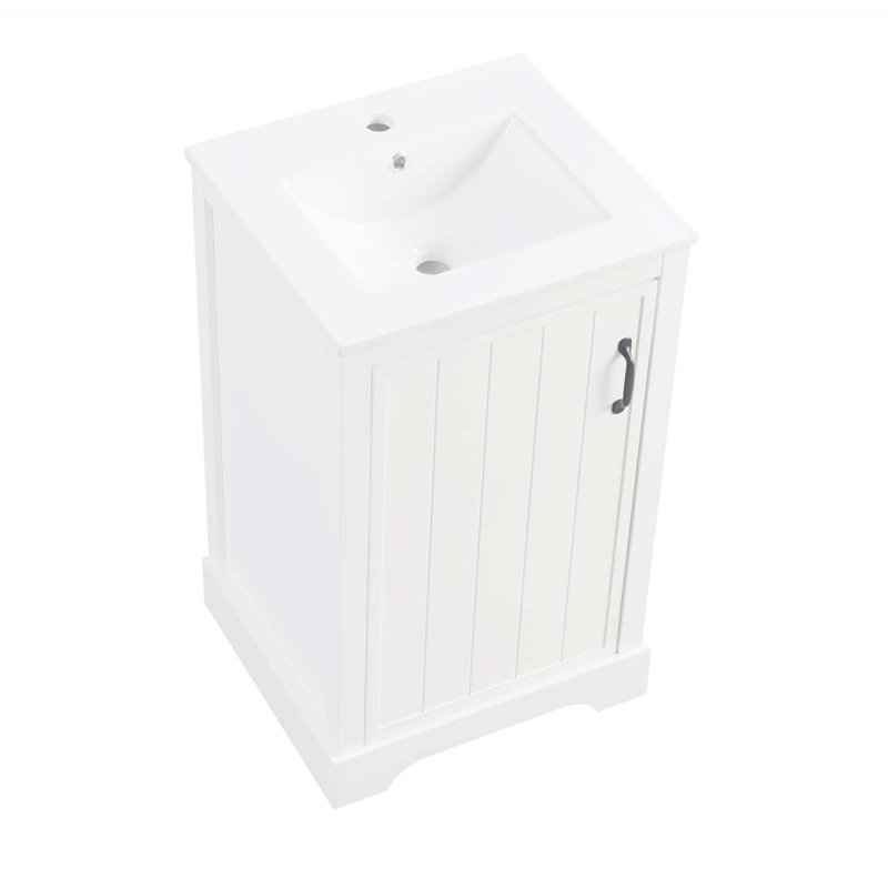 Meuble-lavabo de salle de bain avec lavabo, armoire de salle de bain avec porte à fermeture douce, support de rangement et étagère réglable