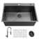 33Inch Topmount 18Gauge Stainless Steel Kitchen Sink With  Black Spring Neck Faucet