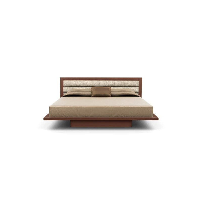 Moduluxe 29" Bed with Upholstered Headboard, King, Natural Walnut, Hemp Fabric