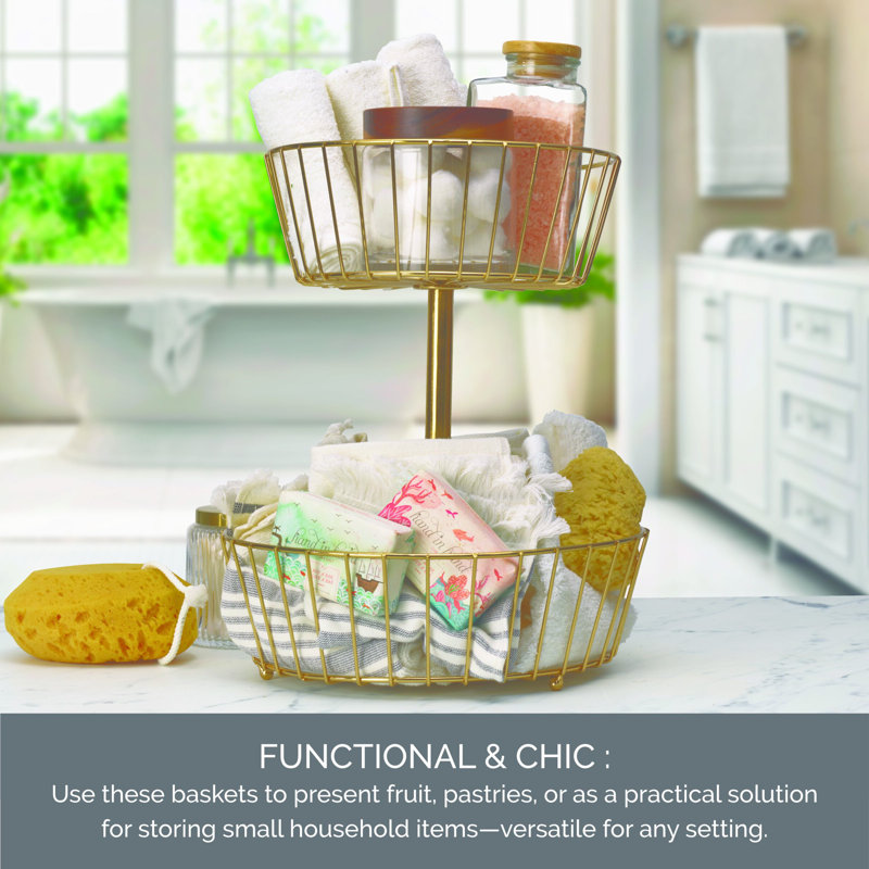 Mikasa Gourmet Basics Geneva 2 Tier Basket, Gold