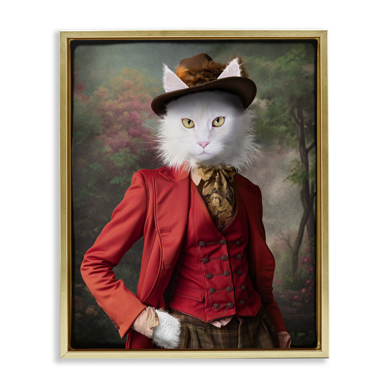 «Colonial Classic Cat Portrait» par Karen Burke, Cadre flottant métallique doré, H 31 po x l 25 po