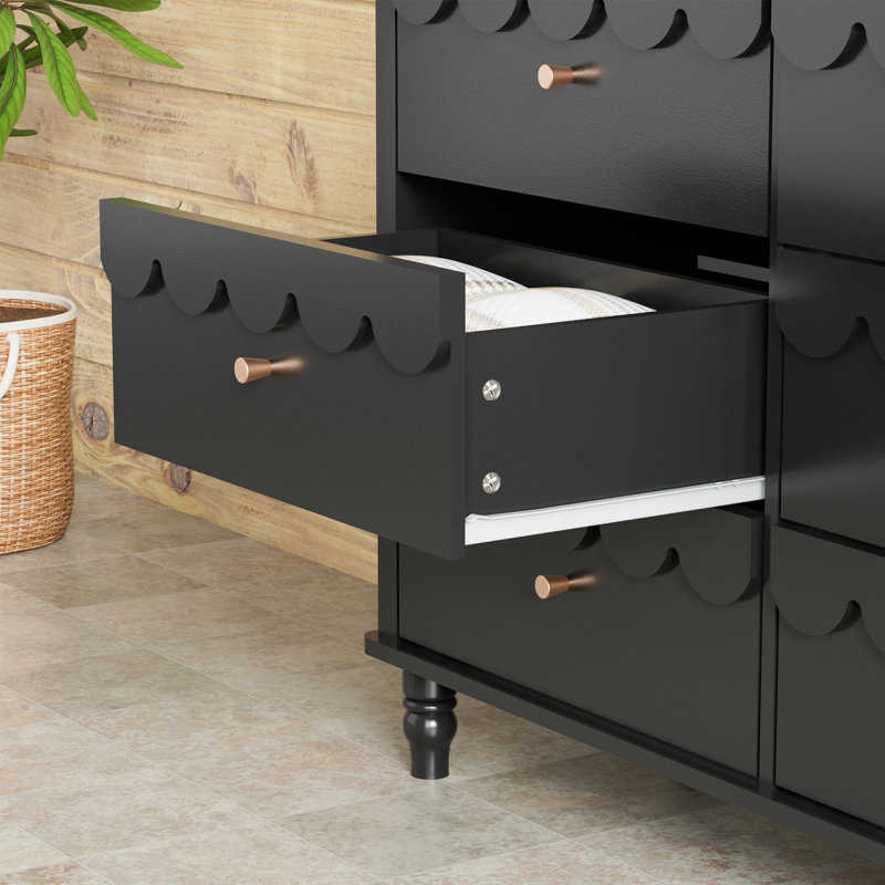 Commode à 9 tiroirs l 63,1 po, Noir