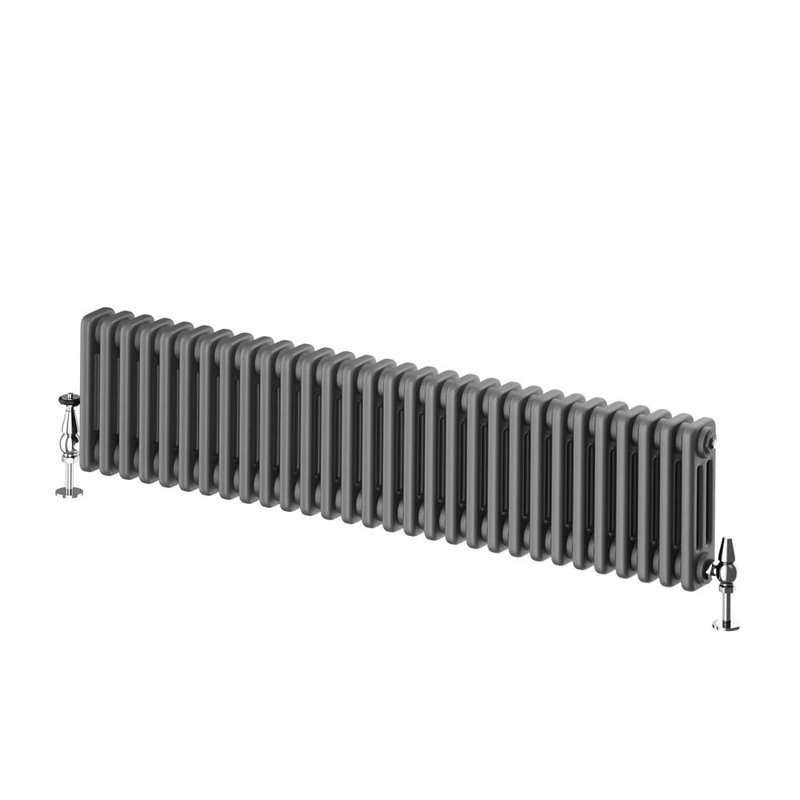 Horizontal Traditional Colosseum Radiator, Grey, 300cm H x 1370cm W x 70cm D