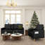 65" Black Faux Leather Sofa