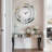 Kindalyn Round Mirrored Wall Clock with Crushed Diamond Inlay-2146408664-2138531469