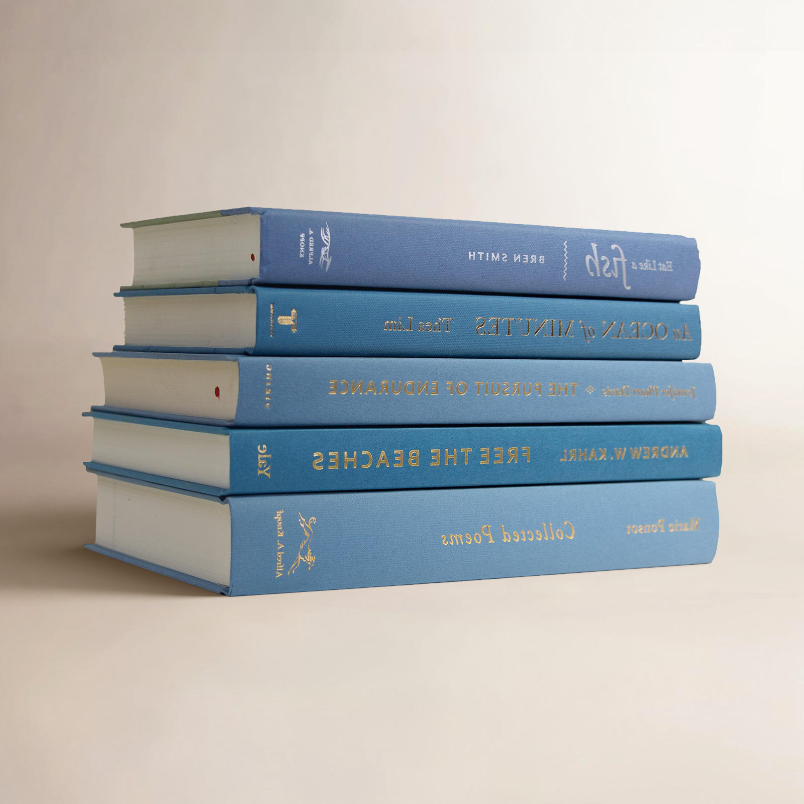 Decorative Books - Marlin Book Stack - 5 Blue Books