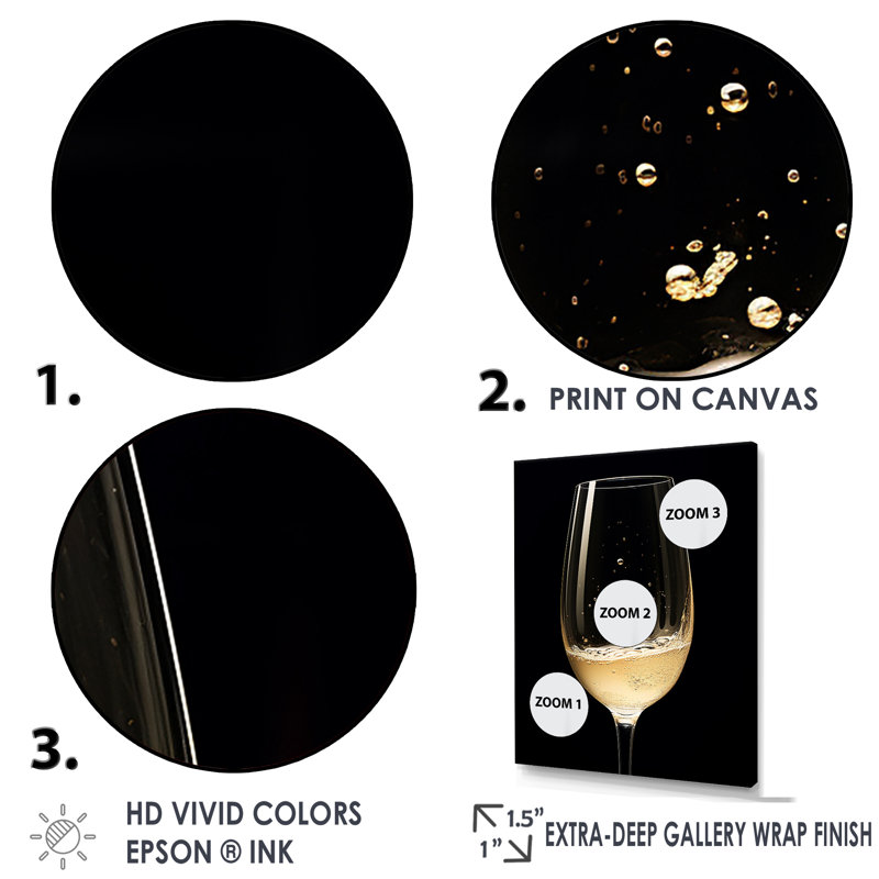 Bruts Crystal Champagne - Champagne, reproduction d'art sur toile encadrée, Cadre flottant noir, H 44 po x l 34 po x P 1,5 po