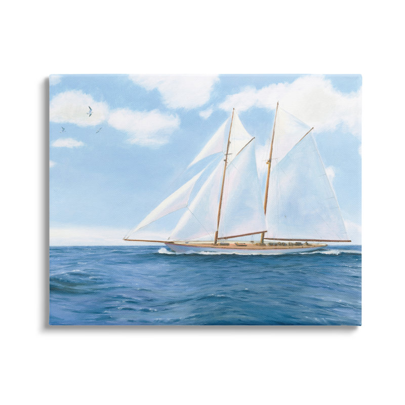 Breakwater Bay, voilier nautique bleu, estampe numérique de James Wiens, H 30 po x l 40 po x P 1,5 po