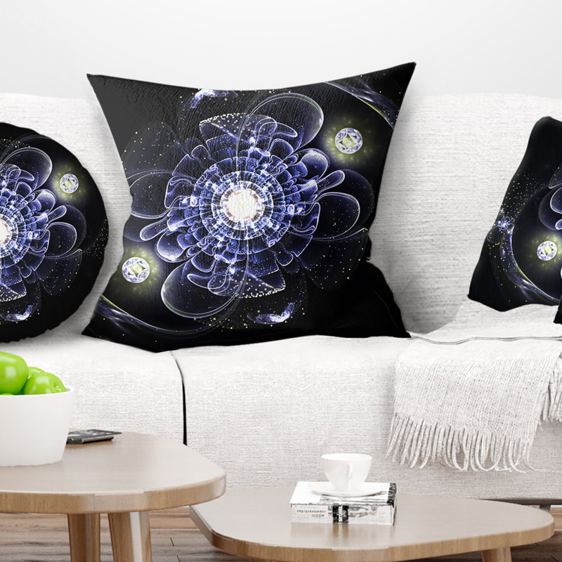 Coussin décoratif floral à fleurs fractales, 18 po x 18 po, Coussin décoratif