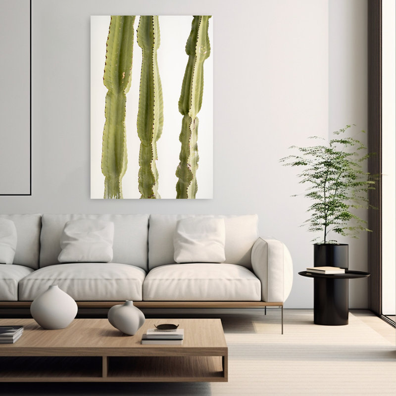 3 cactus abstraits, art mural contemporain, H 60 po x l 40 po