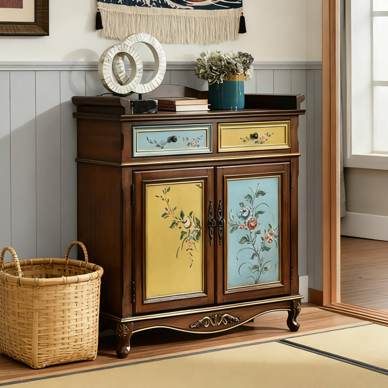Brown Solid Wood Shoe Storage Bench