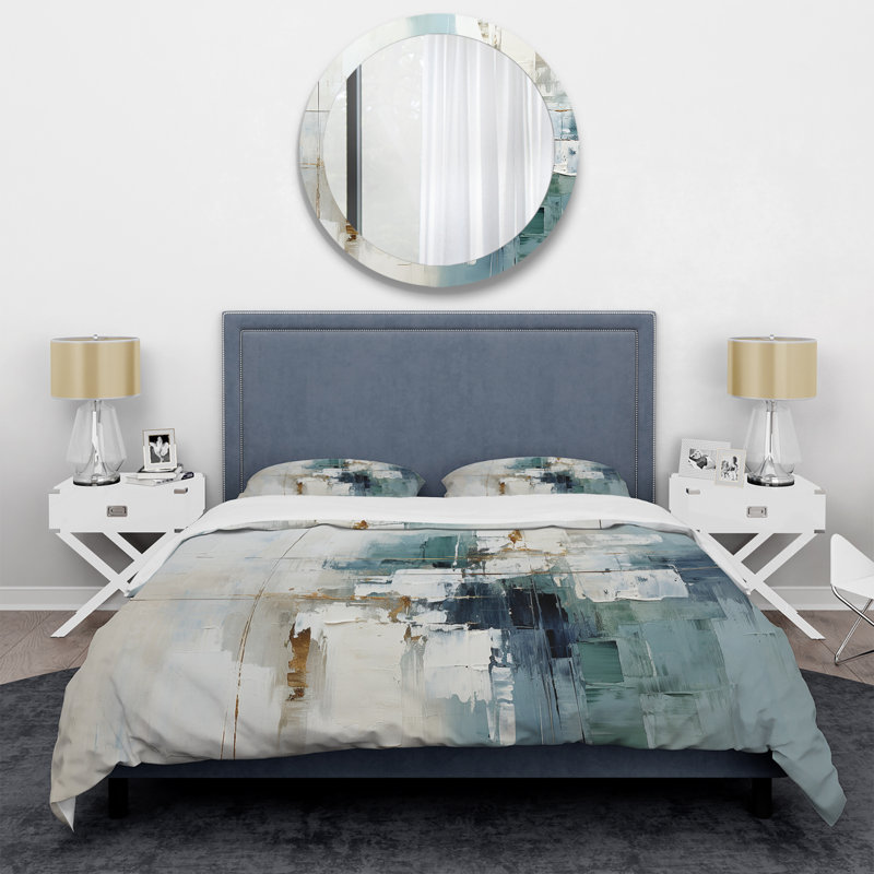 Ensemble de housse de couette Subtle Serenity I - Abstract Collages, Housse de couette simple et deux taies décorative